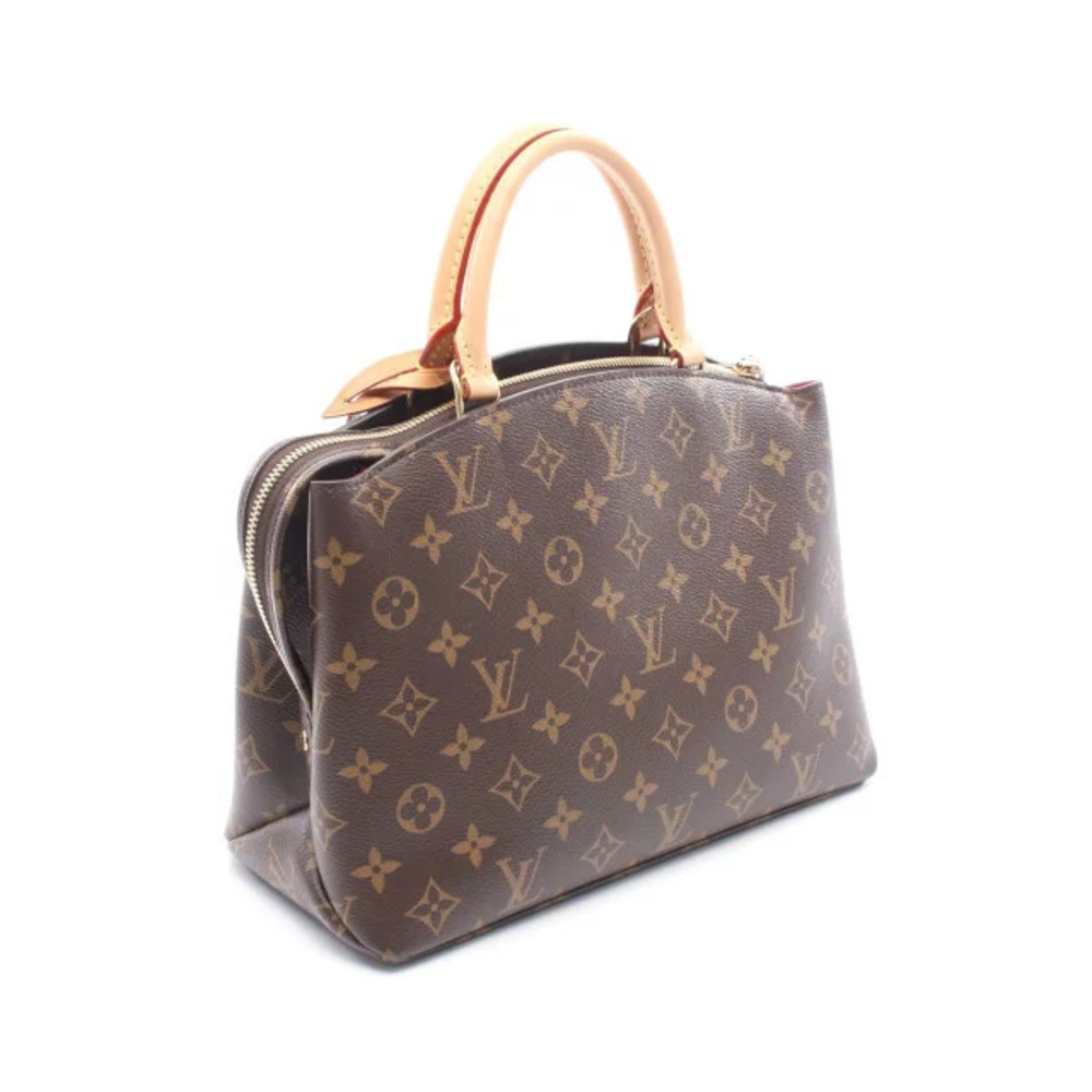 Louis Vuitton Palais leather handbag canvas Monogram brown
